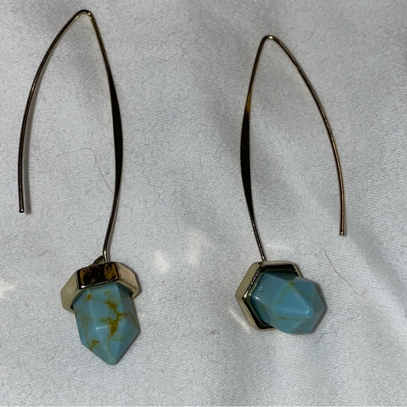 SOLD SOLD SOLD Gold Tone, Turquoise earrings, EUC - Picture 3 of 8